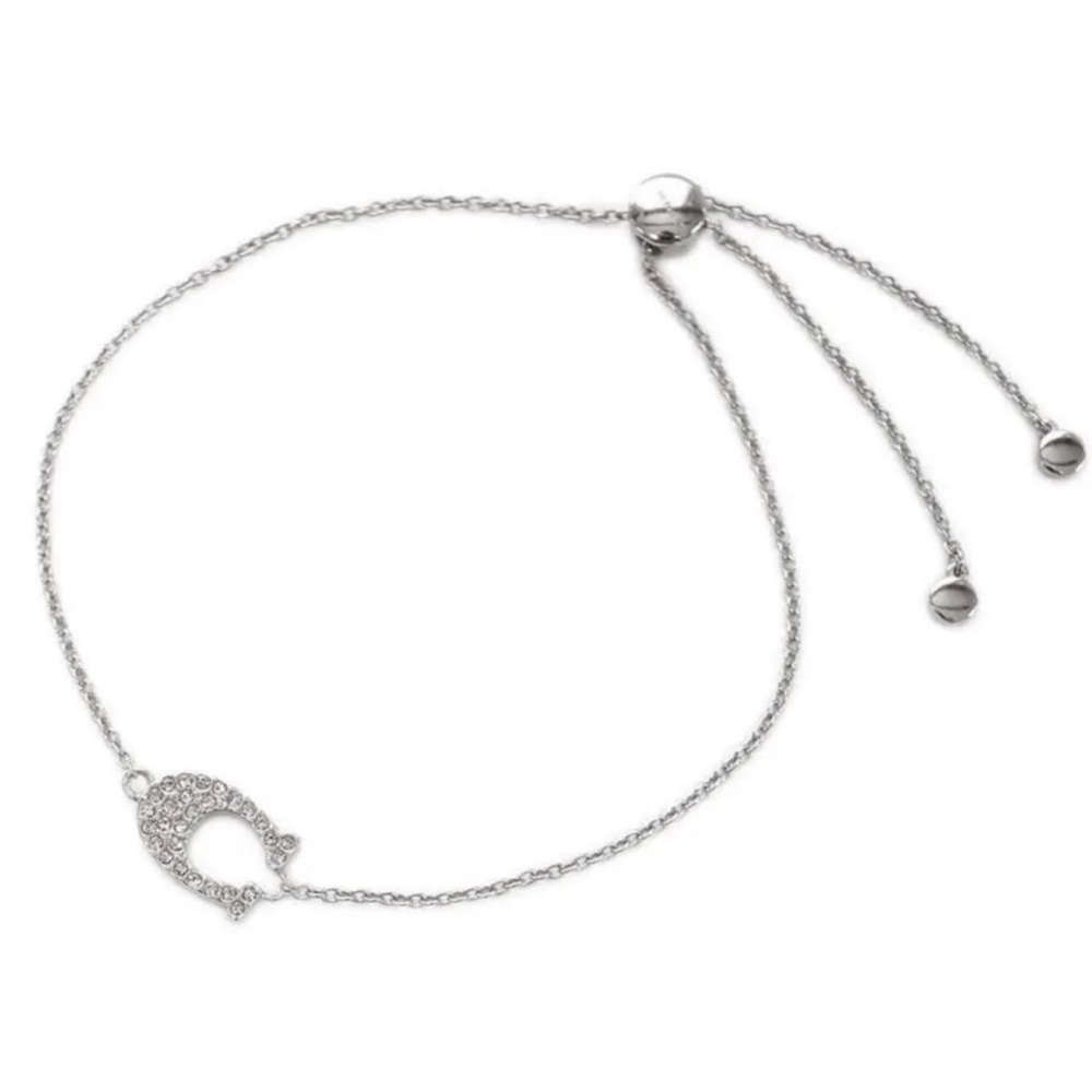 COACH Signature Slider Pave Bracelet Silver & Swarovski crystals & dust bag NWT - Picture 1 of 8